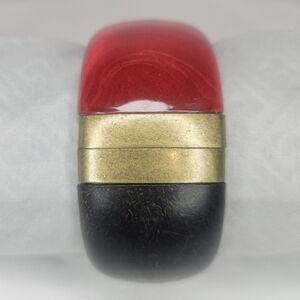 Premier Designs "Piper" Retired Hinged Bangle – Red & Wood NWT 7.5"